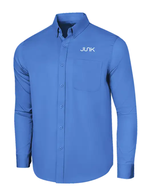 Long Sleeve Dark Carolina Blue Superpro React Twill Shirt w/Junk Logo