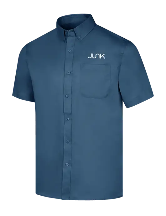 Short Sleeve Light Navy Superpro React Twill Shirt w/Junk Logo