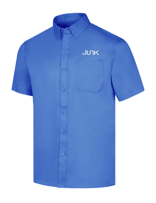 Short Sleeve Dark Carolina Blue Superpro React Twill Shirt w/Junk Logo