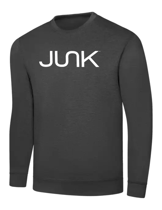 Dark Heather Grey 7.8 oz Ring Spun Crew Sweatshirt w/Junk Logo