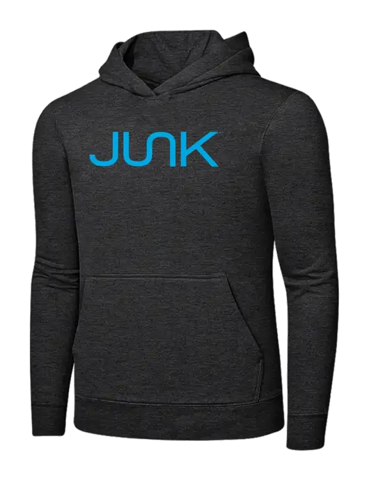 Dark Heather Grey 7.8 oz Ring Spun Hooded Sweatshirt w/Junk Logo