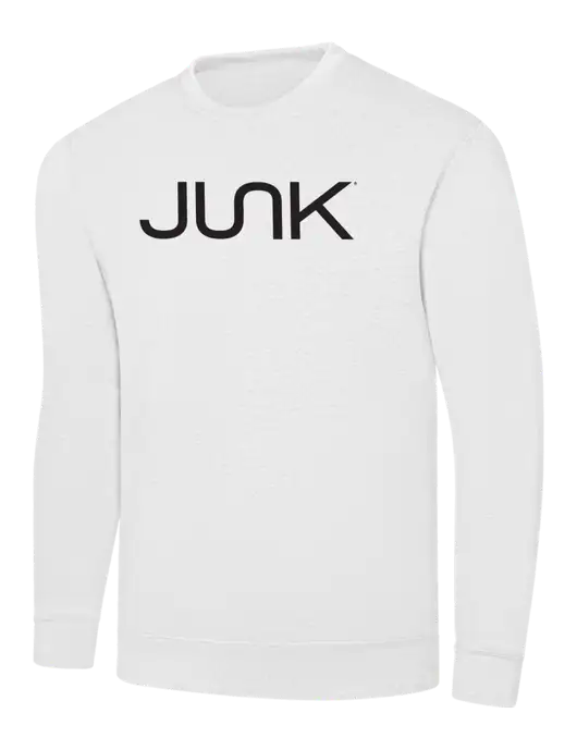 White 7.8 oz Ring Spun Crew Sweatshirt w/Junk Logo