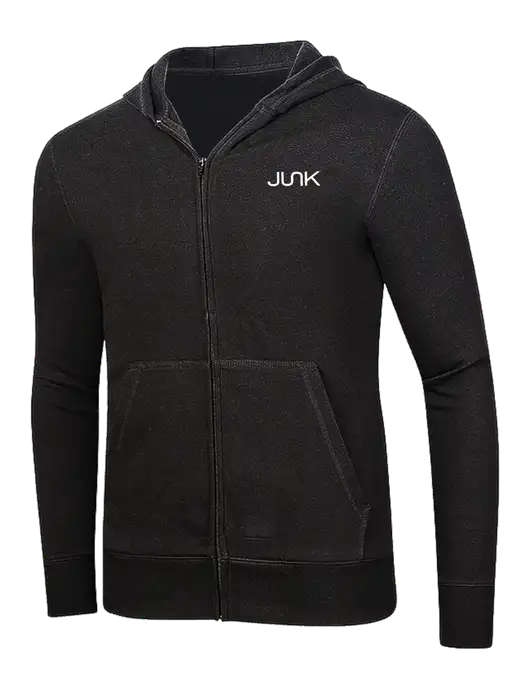 Full-Zip Black Heavyweight Hooded Sweatshirt w/Junk Logo
