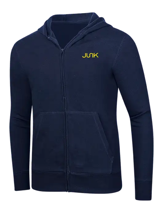 Full-Zip Navy Heavyweight Hooded Sweatshirt w/Junk Logo