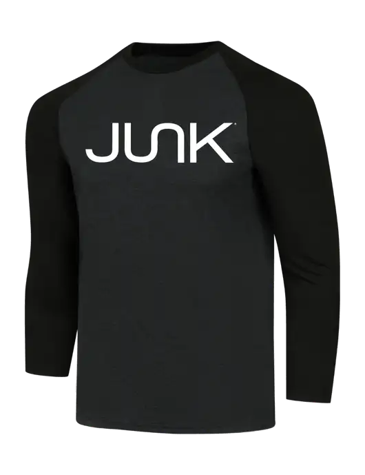Simply Soft 3/4 Sleeve Black/Black Frost Ring Spun Cotton T-Shirt w/Junk Logo