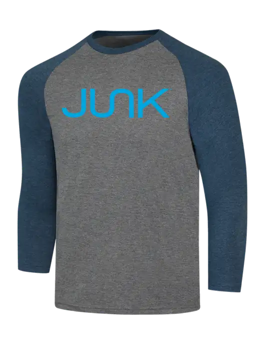 Simply Soft 3/4 Sleeve Navy Frost/Grey Frost Ring Spun Cotton T-Shirt w/Junk Logo