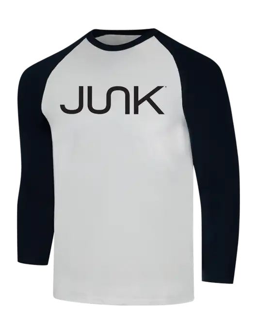 Simply Soft 3/4 Sleeve Black/White Ring Spun Cotton T-Shirt w/Junk Logo