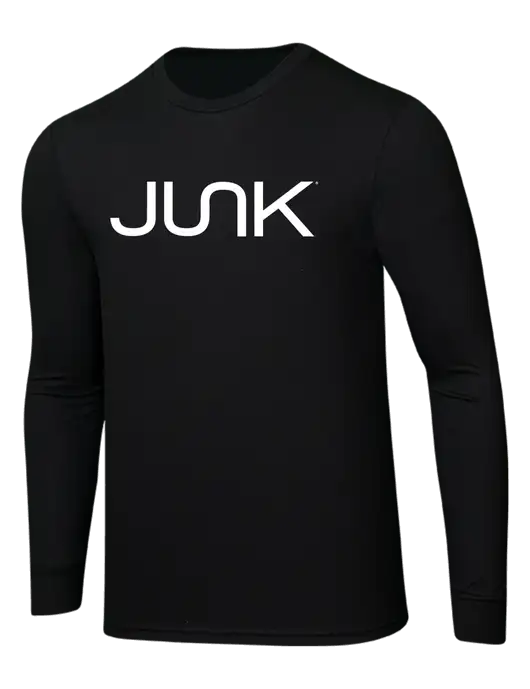 Simply Soft Long Sleeve Black 4.5 oz, Poly/Combed Ring Spun Cotton T-Shirt w/Junk Logo