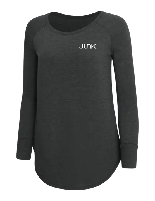 Womens Perfect Wide Collar Tunic Tri-Blend Black Frost 4.5 oz T-Shirt w/Junk Logo