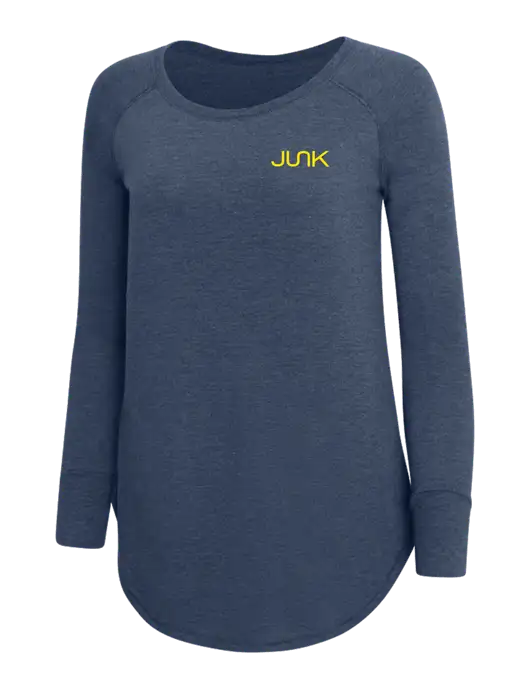 Womens Perfect Wide Collar Tunic Tri-Blend Navy Frost 4.5 oz T-Shirt w/Junk Logo