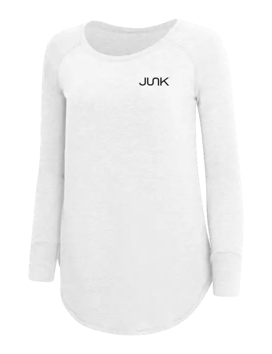 Womens Perfect Wide Collar Tunic Tri-Blend White 4.5 oz T-Shirt w/Junk Logo
