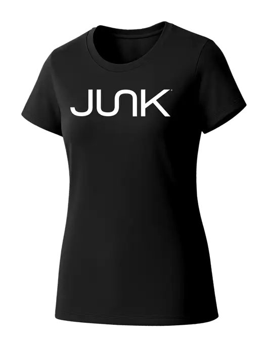 Womens Seriously Soft Black T-Shirt w/Junk Logo