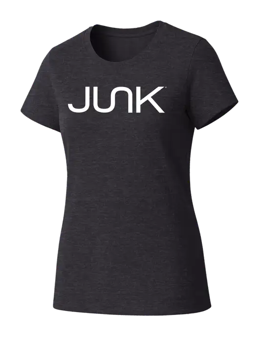 Womens Seriously Soft Heathered Charcoal T-Shirt w/Junk Logo