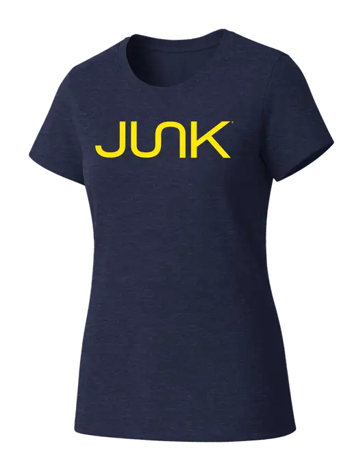 Womens Seriously Soft Heathered Navy T-Shirt w/Junk Logo