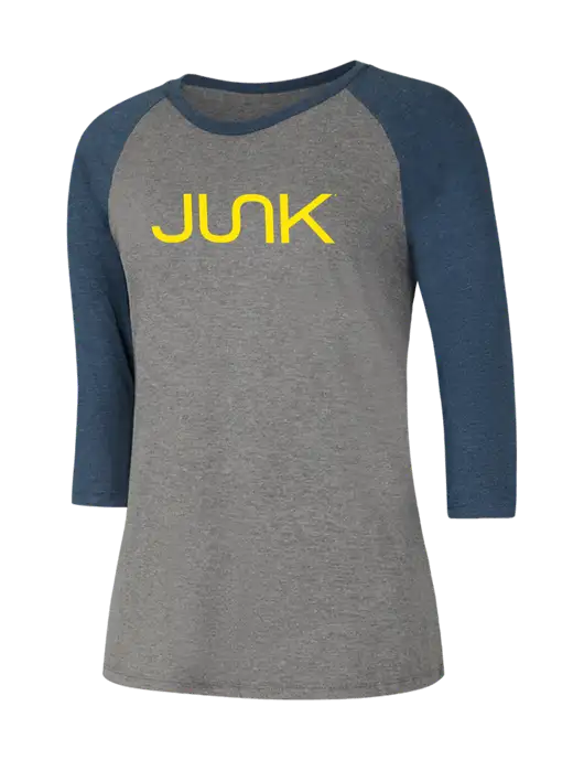 Womens Simply Soft 3/4 Sleeve Navy Frost/Grey Frost Ring Spun Cotton T-Shirt w/Junk Logo