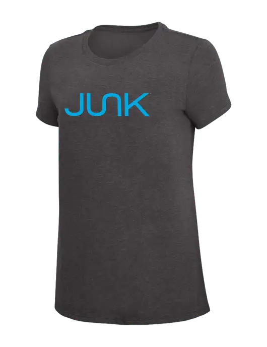 Womens Simply Soft Heather Charcoal 4.5oz  Poly/Combed Ring Spun Cotton T-Shirt w/Junk Logo