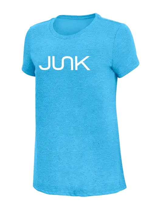 Womens Simply Soft Turquoise Frost 4.5oz  Poly/Combed Ring Spun Cotton T-Shirt w/Junk Logo