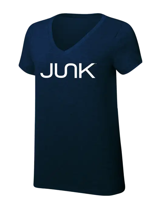 Womens Simply Soft V-Neck New Navy 4.5oz  Poly/Combed Ring Spun Cotton T-Shirt w/Junk Logo