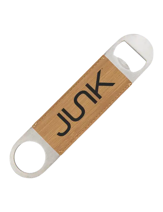 Bamboo Leatherette Bottle Opener w/Junk Logo