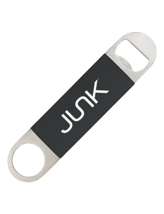 Black Bottle Opener with Silicone Grip w/Junk Logo