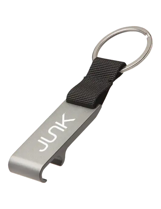 Gunmetal Bottle Opener & Key Ring w/Junk Logo