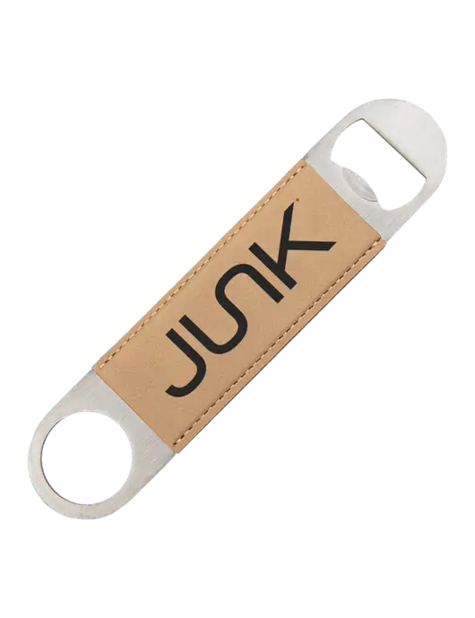 Tan Leatherette Bottle Opener w/Junk Logo