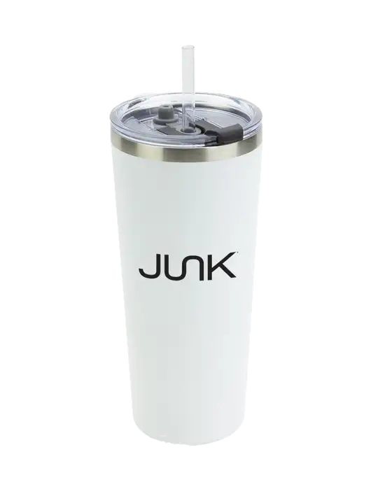 Brighton White 20 oz Insulated Tumbler & Straw w/Junk Logo