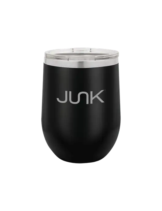 Polar Camel 12 oz Powder Coated Black Vacuum Insulated Stemless Wine Tumbler w/Junk Logo