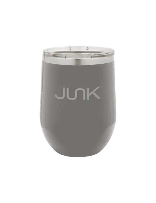 Polar Camel 12 oz Powder Coated Grey Vacuum Insulated Stemless Wine Tumbler w/Junk Logo