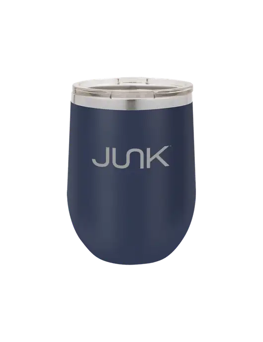 Polar Camel 12 oz Powder Coated Navy Vacuum Insulated Stemless Wine Tumbler w/Junk Logo