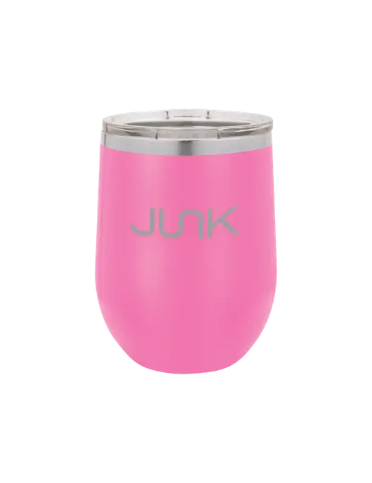 Polar Camel 12 oz Powder Coated Pink Vacuum Insulated Stemless Wine Tumbler w/Junk Logo