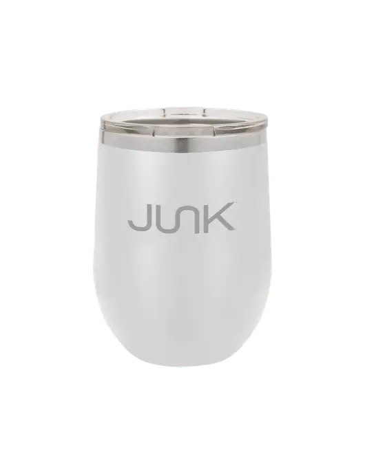 Polar Camel 12 oz Powder Coated White Vacuum Insulated Stemless Wine Tumbler w/Junk Logo