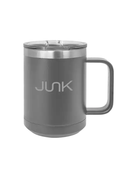 Polar Camel 15 oz Powder Coated Grey Vacuum Insulated Mug with Slider Lid w/Junk Logo