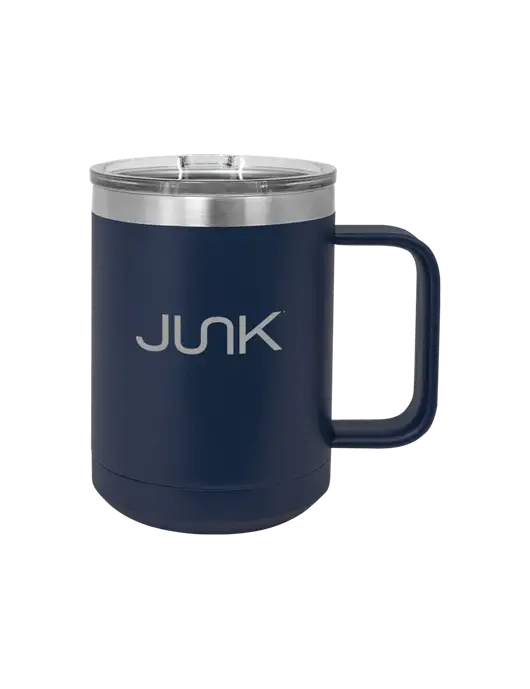 Polar Camel 15 oz Powder Coated Navy Vacuum Insulated Mug with Slider Lid w/Junk Logo