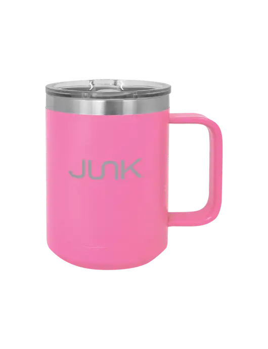 Polar Camel 15 oz Powder Coated Pink Vacuum Insulated Mug with Slider Lid w/Junk Logo