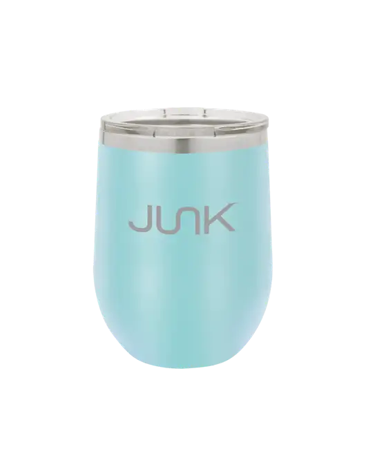 Polar Camel 12 oz Powder Coated Light Blue Vacuum Insulated Stemless Wine Tumbler w/Junk Logo