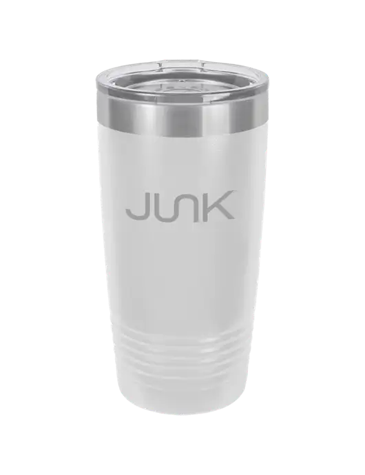 Polar Camel 20 oz Powder Coated White Vacuum Insulated Tumbler  w/Junk Logo