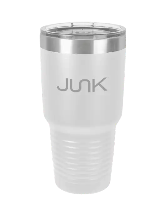 Polar Camel 30 oz Powder Coated White Vacuum Insulated Tumbler  w/Junk Logo