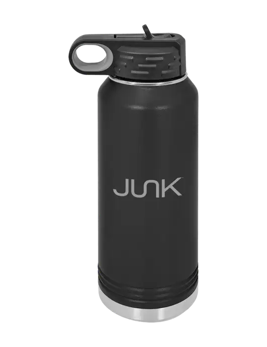 Polar Camel 32 oz Powder Coated Black Vacuum Insulated Water Bottle w/Junk Logo