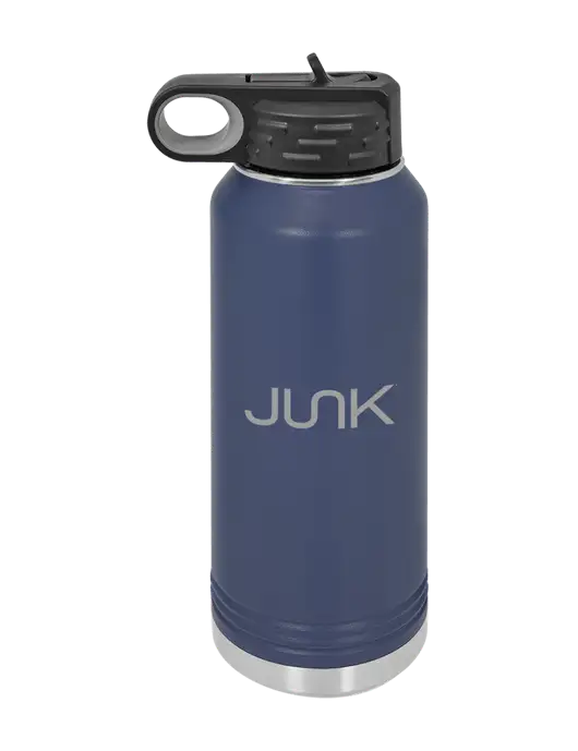 Polar Camel 32 oz Powder Coated Navy Vacuum Insulated Water Bottle w/Junk Logo