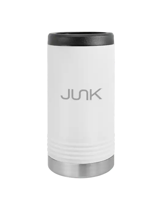 Polar Camel Powder Coated White Vacuum Insulated Slim Beverage Holder w/Junk Logo