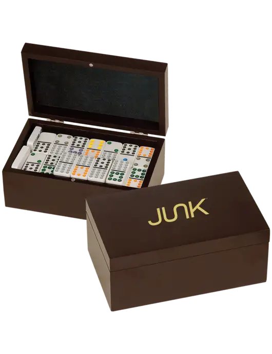 Rosewood Double Twelves 91 Piece Dominos Set w/Junk Logo