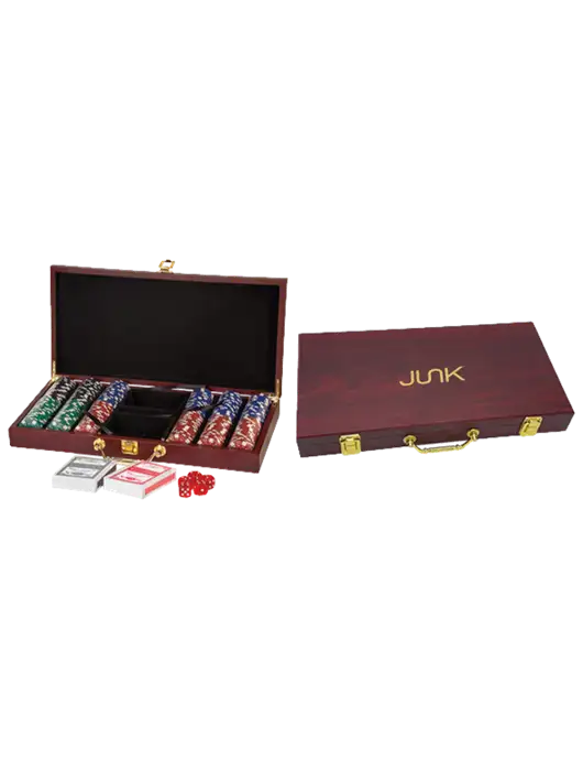 Rosewood Poker Set, 300 Chips w/Junk Logo
