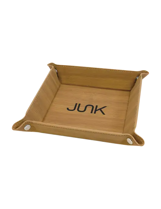 Bamboo Leatherette Valet Tray, 6 x 6 w/Junk Logo