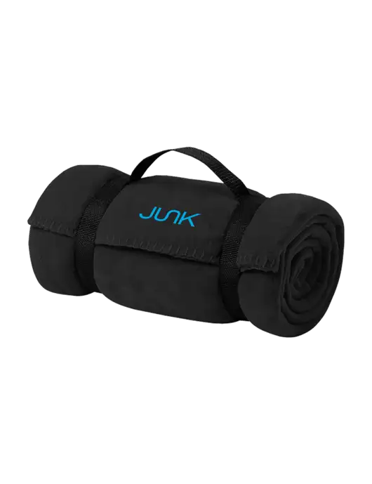 Casual Black Fleece Blanket With Strap w/Junk Logo