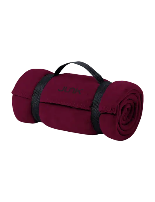 Casual Maroon Fleece Blanket With Strap w/Junk Logo