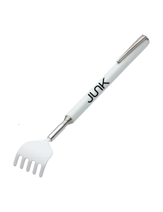 Telescopic White Back Scratcher w/Junk Logo