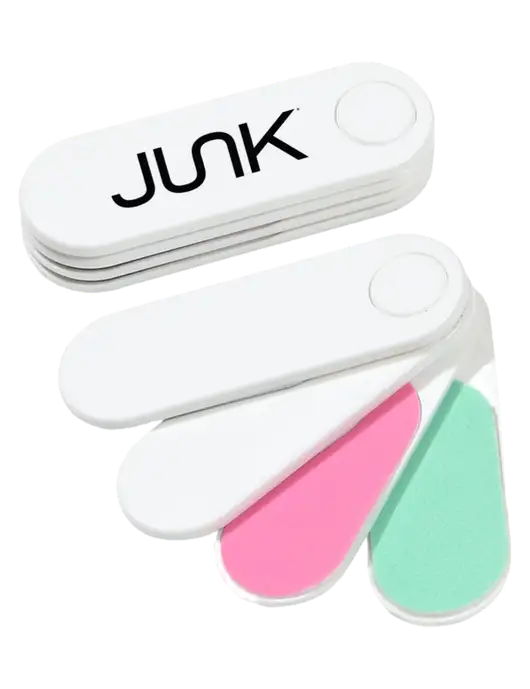 White Folding Nail Files & Buffer w/Junk Logo