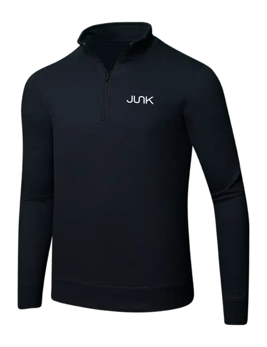 Jet Black 8.5 oz Ring Spun 1/4 Zip Pullover Sweatshirt w/Junk Logo
