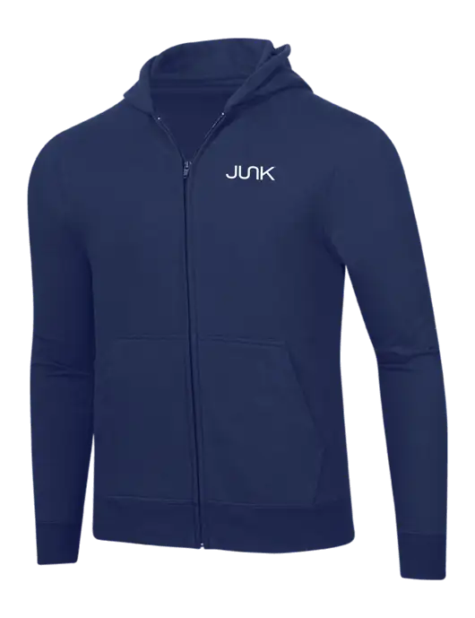 Navy 8.5 oz Ring Spun Zip Hooded Sweatshirt w/Junk Logo